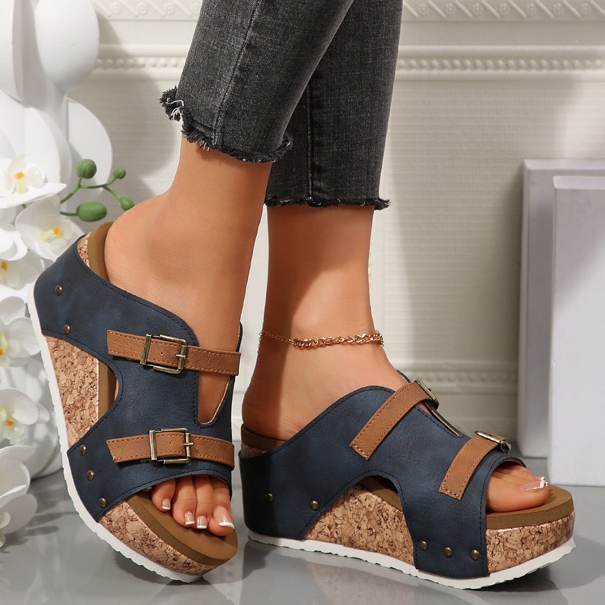 Sandales compensées Bout Ouvert