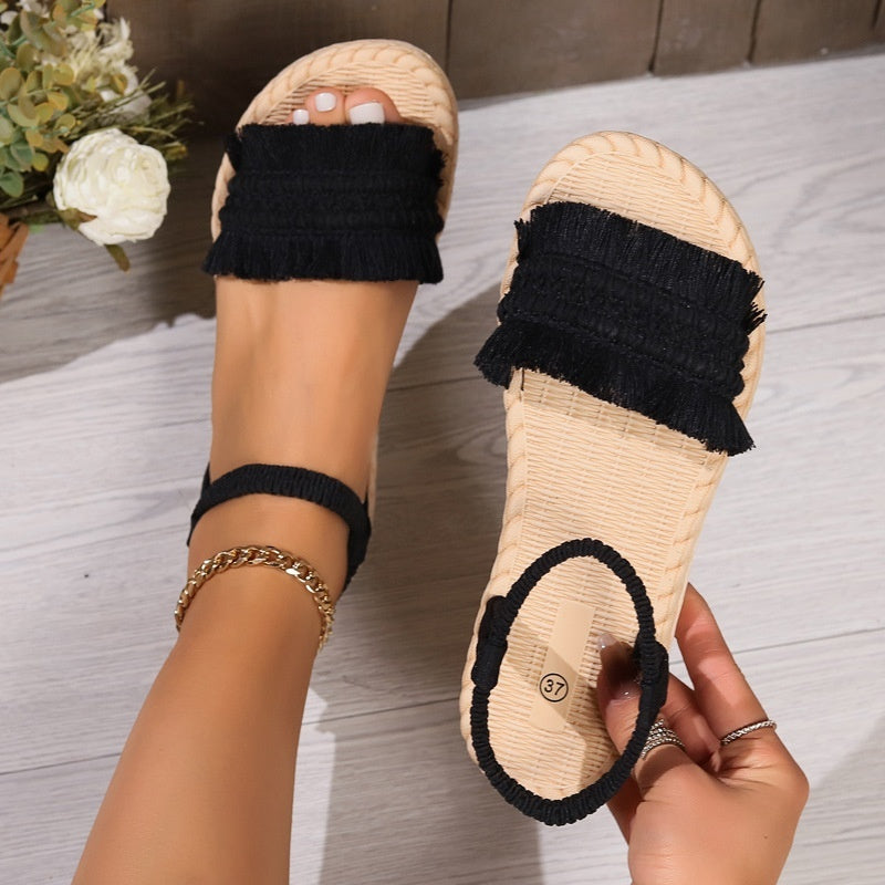 Chaussons femme tressés, nœud