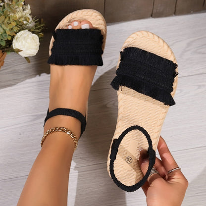 Chaussons femme tressés, nœud