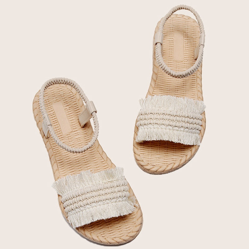 Chaussons femme tressés, nœud