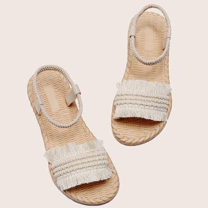Chaussons femme tressés, nœud