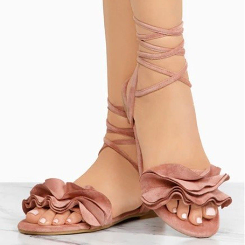 Sandales plates fleurs mode
