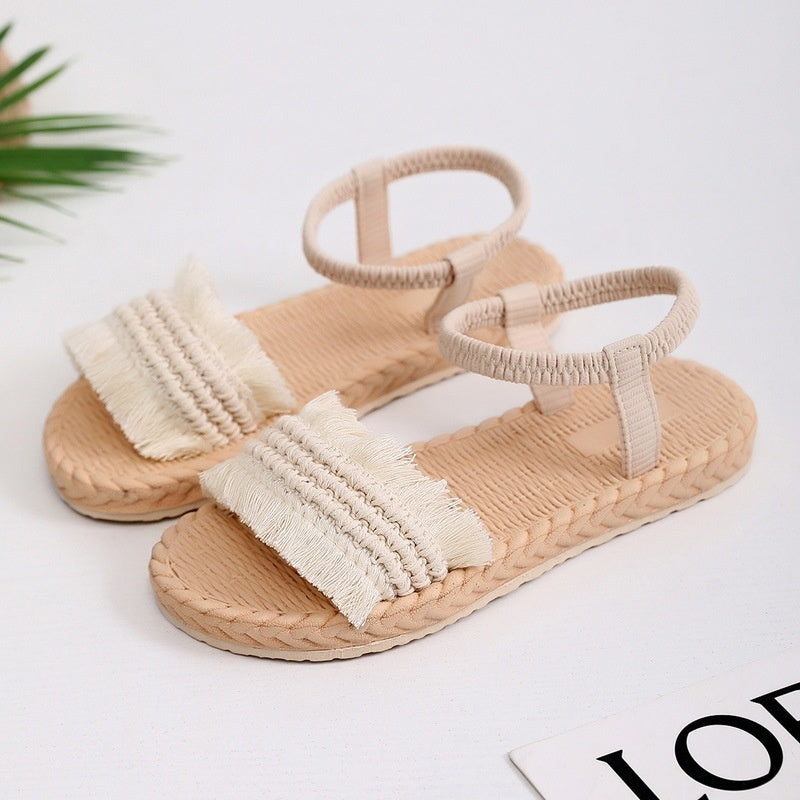 Chaussons femme tressés, nœud